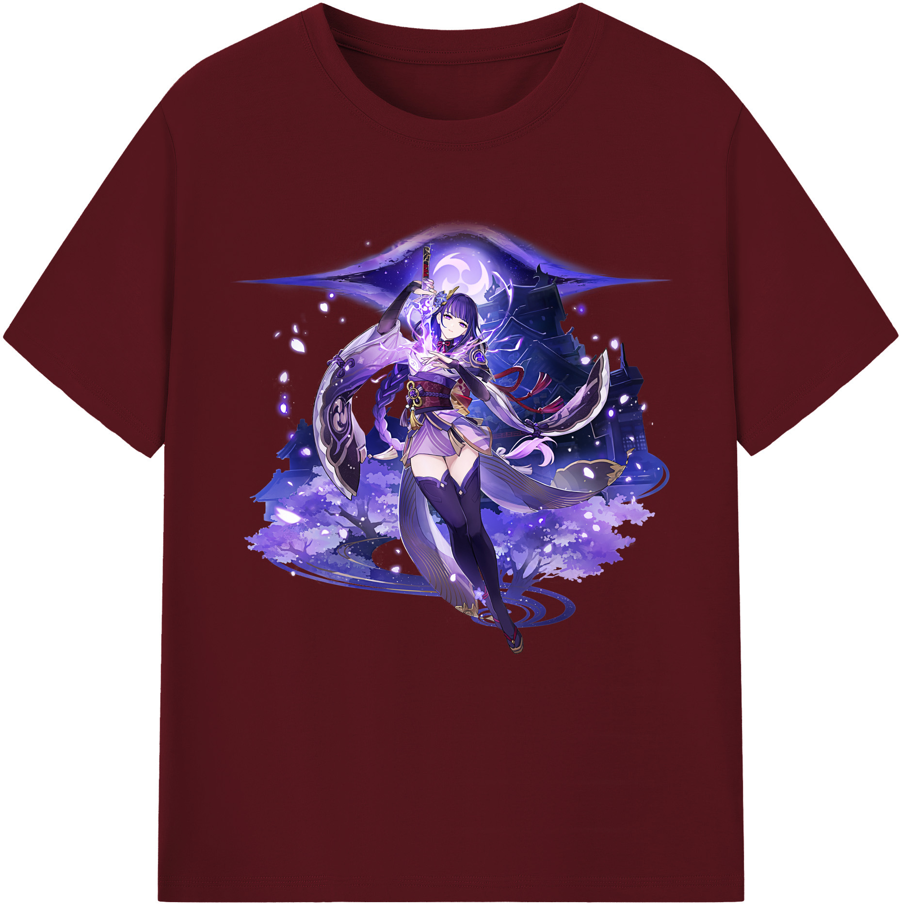 げんし神 雷電将軍 らいでんしょうぐん genshin Raiden Shogun 綿100％半袖Tシャツ（フロントプリント）